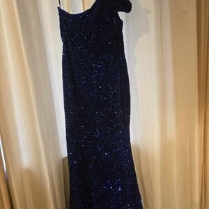 Elegant One Shoulder Blue Dress